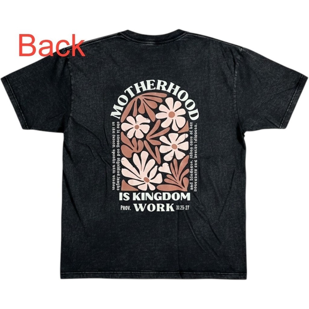 Motherhood Is Kingdom Work Tee Women L Charcoal New Proverbs 31 Graphic